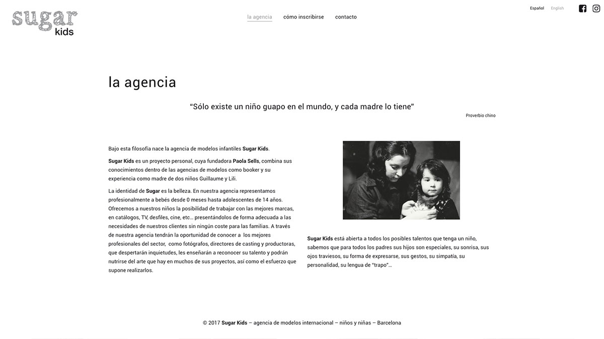 Sugarkids - Agencia de niños - Diseño web