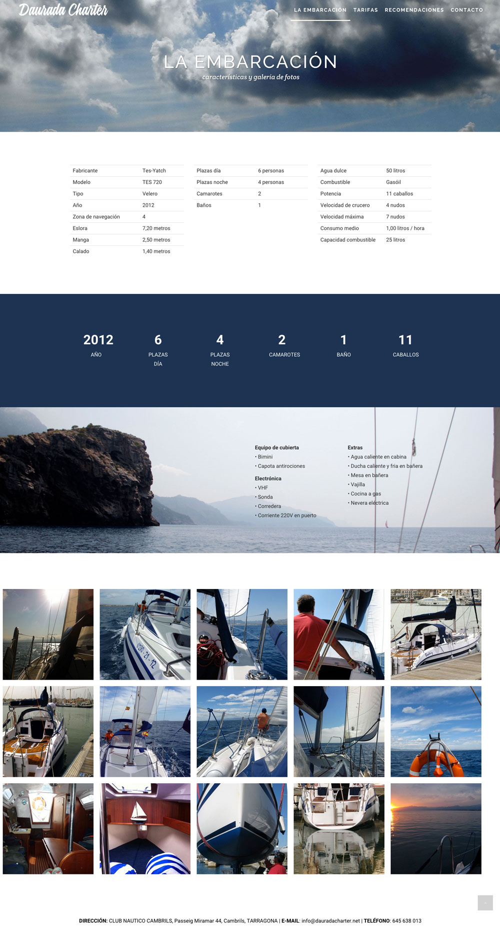 Daurada Charter - Alquiler de barco - Website