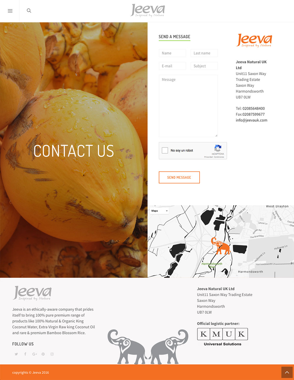 Jeeva - Coconut Water - Website