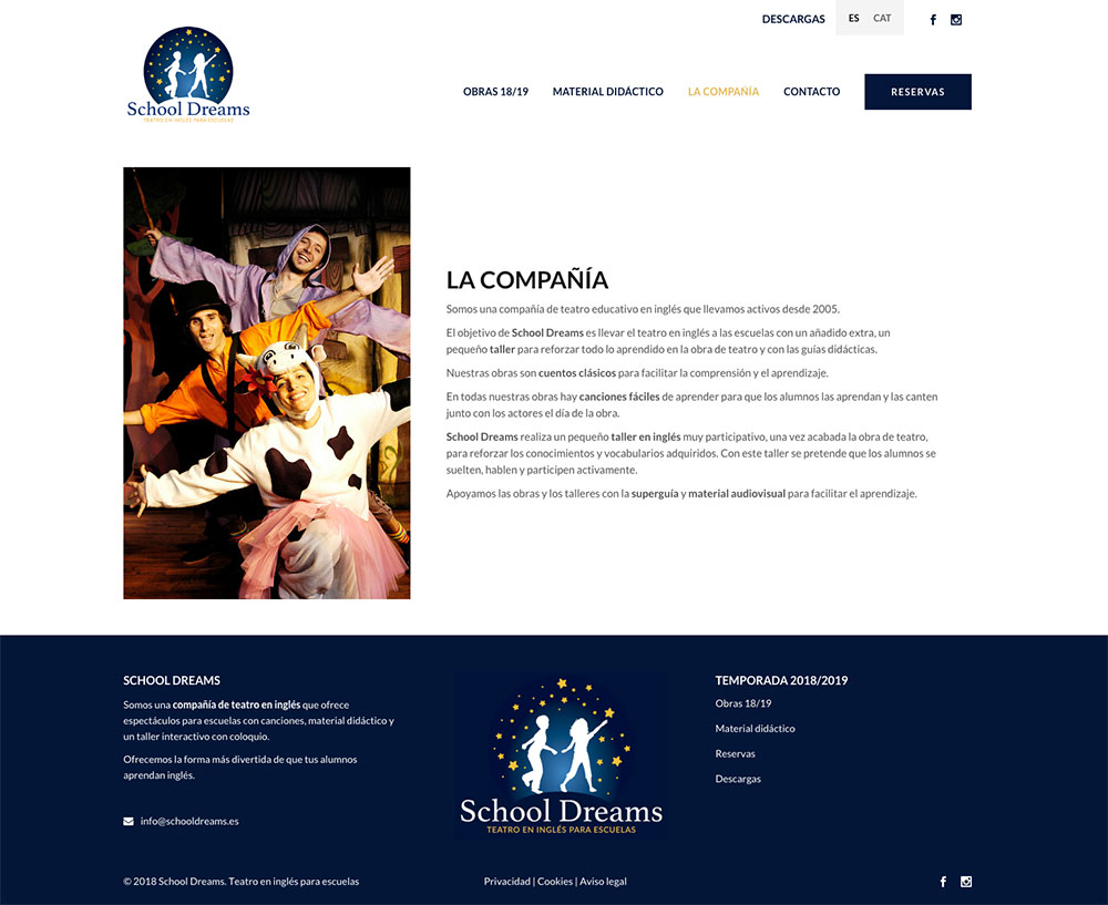 School Dreams ★ Teatro en inglés para escuelas ★ Diseño web